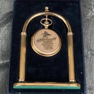 BRAND NEW Vintage Majesti Gold Layered Quartz Pocket Watch With Holder & Case